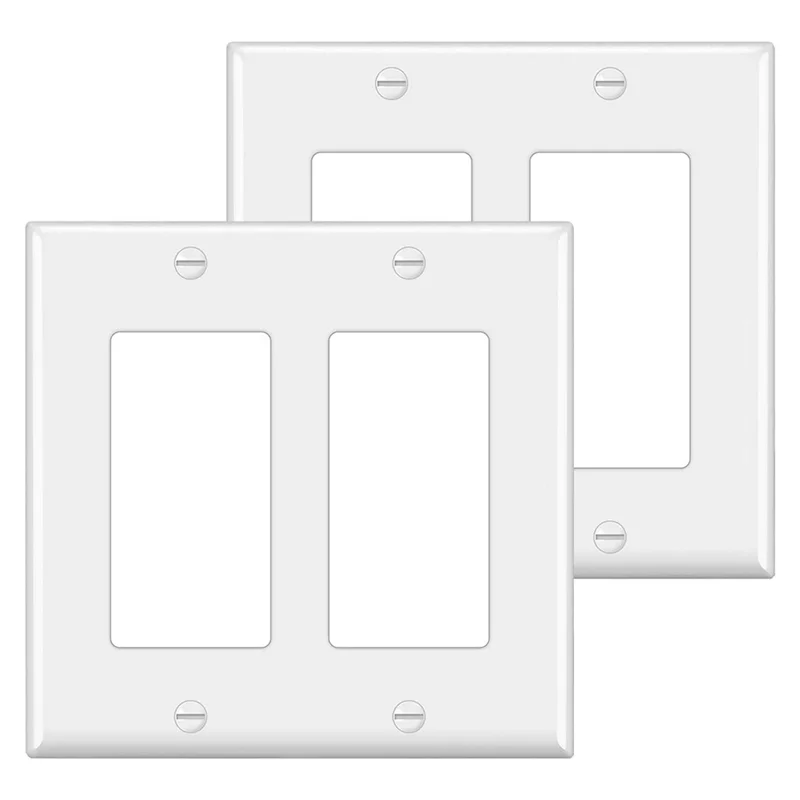 ABNP 10Pcs, Decorator Wall Plate 2 Gang Standard Size Outlet Cover For GFCI And USB Receptacles, H4.53Inch X W4.57Inch White