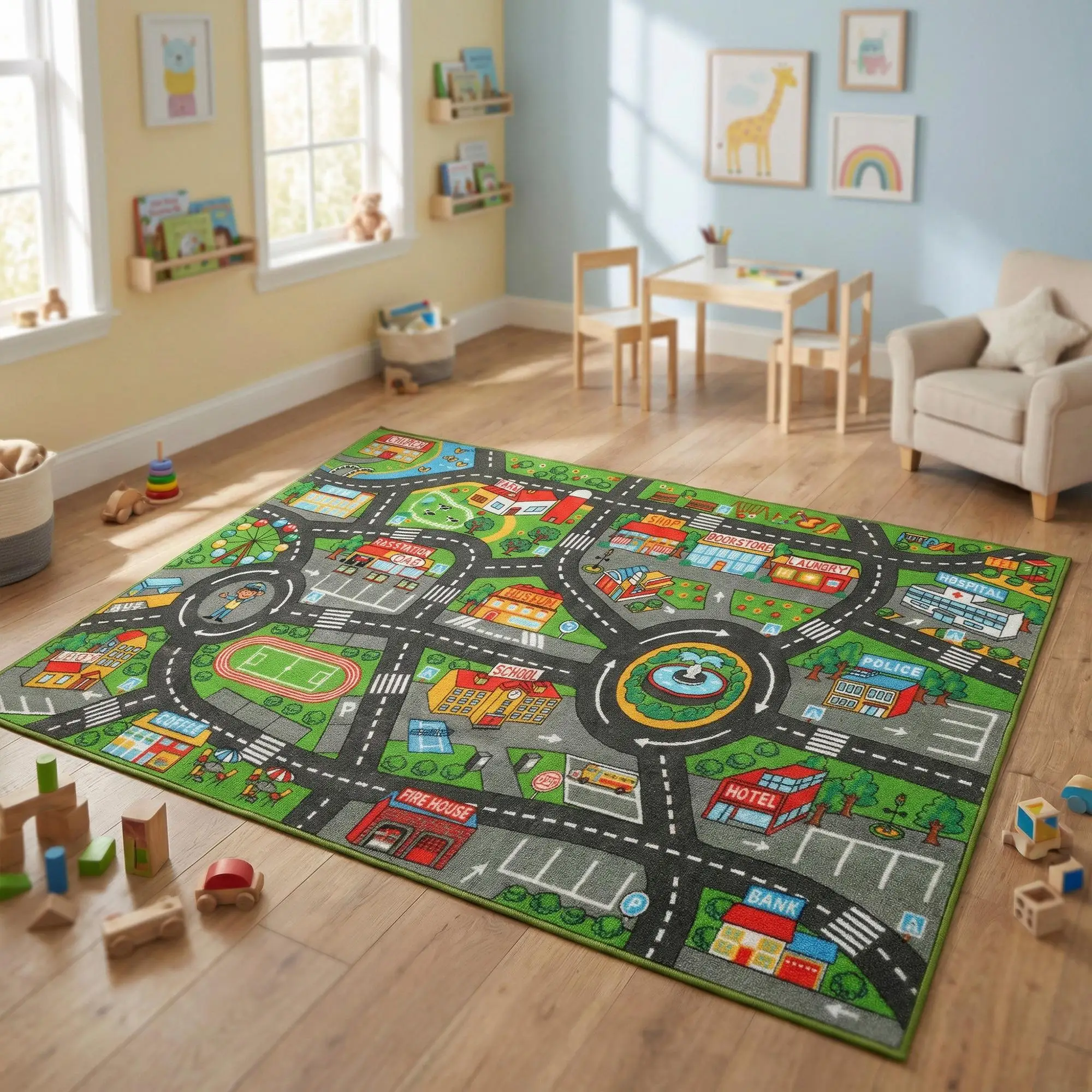 AIYAPLAY Tapis d'éveil antidérapant pour chambre d'enfant, surface douce, double sécurité, 200x150cm