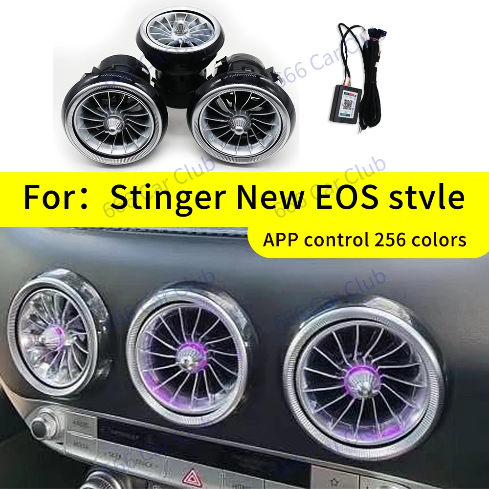 12/64 Colours LED Air Vents For Kia Stinger Car RGB Ambient Light Turbine Shape Air Outlet Nozzle Interior Decorative Lamp Refit