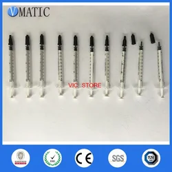 Free Shipping 10 Sets / Lot Dispensing Syringes 1cc 1ml Plastic With Tip Cap White Plug With Black Syringe Cap