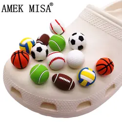 Hot 1pcs 3D Ball PVC Shoe Charms Accessories Basketball Football Shoe Accessory Fit Clogs Decorations Buckle Unisex Fun Gifts