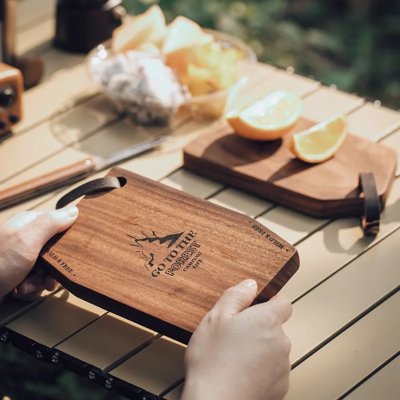 Camper Cutting Board Wood Chopping Serving Tray For Camping Hanging Plate Portable Small Bread Board Wooden Kitchen Accessories