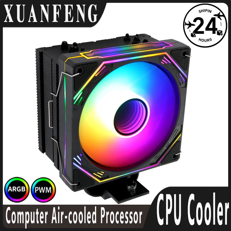 

XUANFENG ARGB Cooler Processor, используемый для LGA2011 1200 1700 4, охлаждающий вентилятор процессора с тепловой трубкой, 120 мм, совместимый i5 i7 i9 x79 x99 AM4 AM5