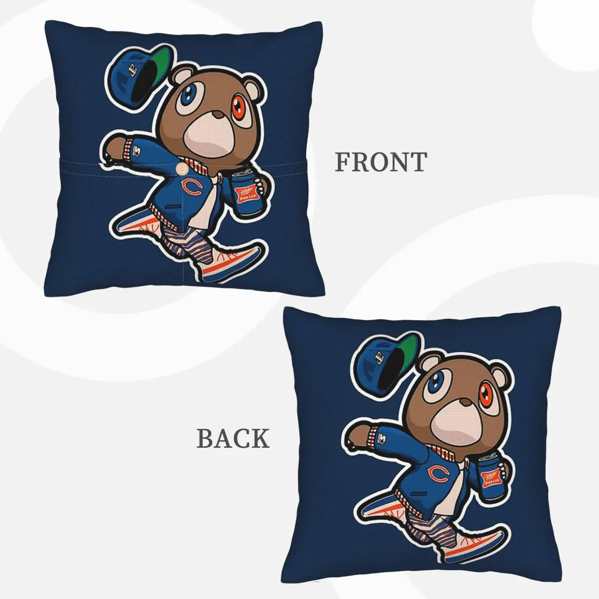Kanye West Dropout Bear Chicago Vintage GraduationPillowcase Cushion Cover Polyester Decorative Bedroom HomeComfort Throw Pillow