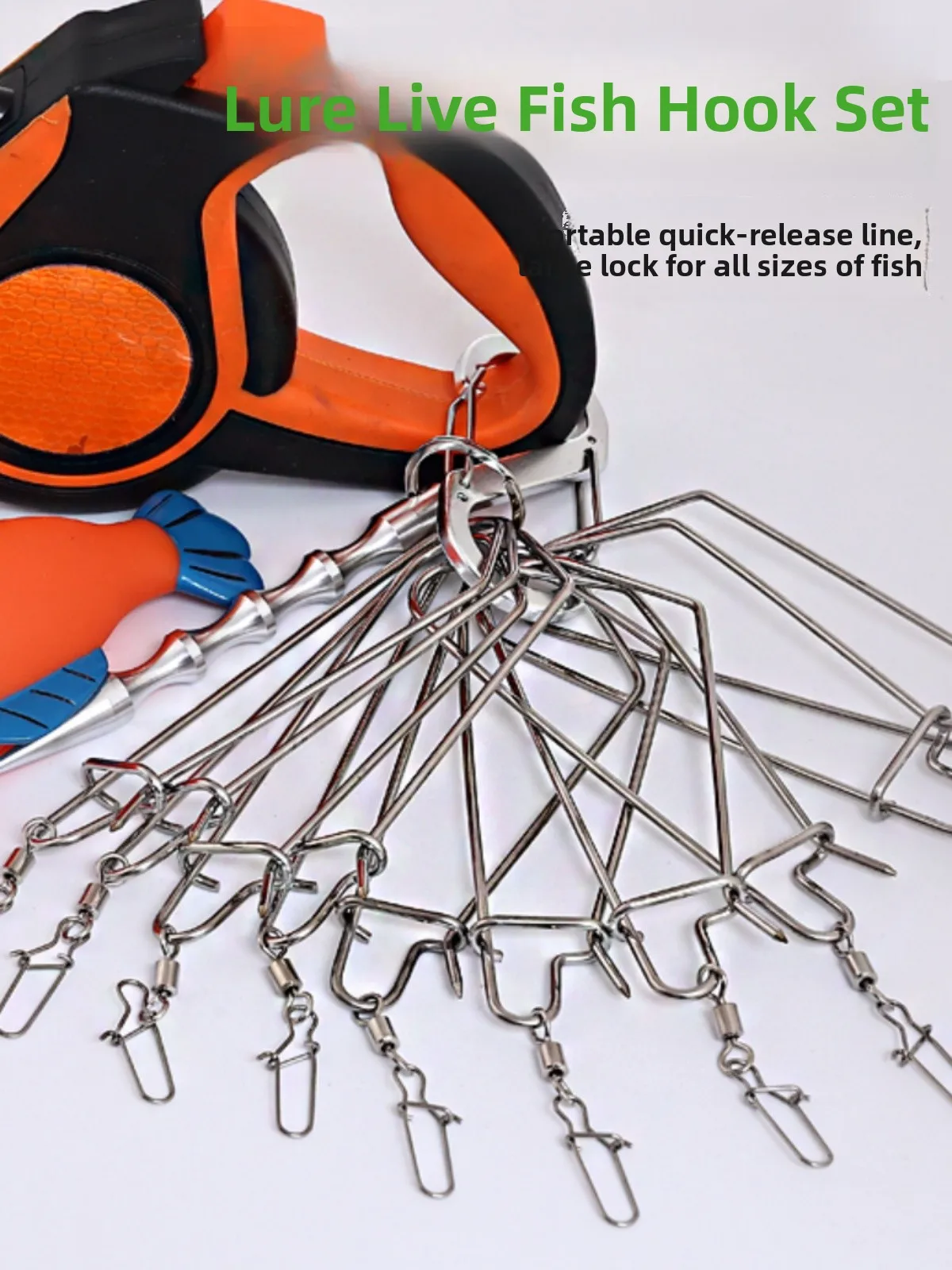 ポータブルステンレス鋼活魚フック釣り具自動ラインリールコントロールフィッシュロック多機能釣りツール