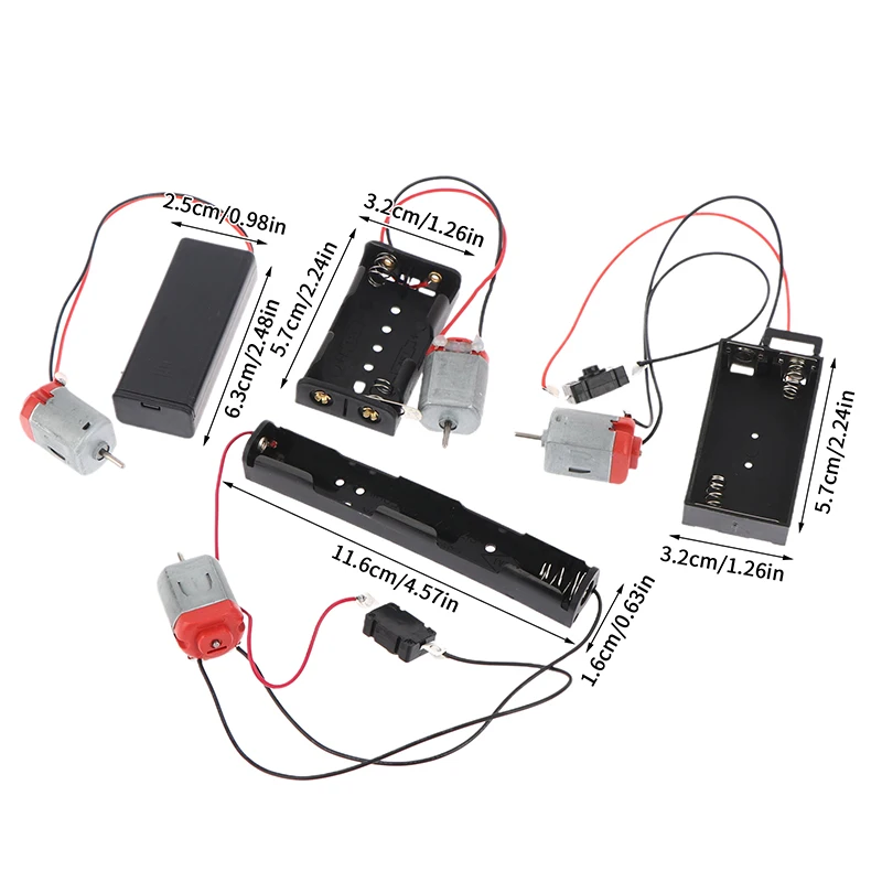 130 motor DIY-kit - 2 batterijopbergvakken + schakelaar (16500 RPM mini-elektronisch model)