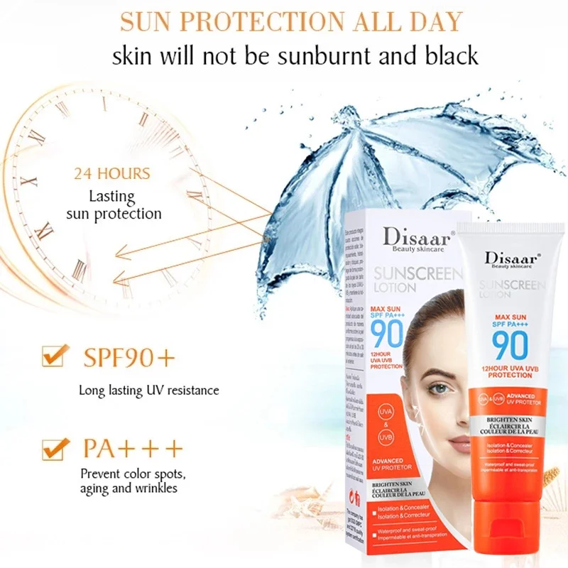 Sunscreen Cream Make Up Base Waterproof Moisturizing Isolation High Power Sun Protection Ultraviolet-Proof Face Body Cream 50ml