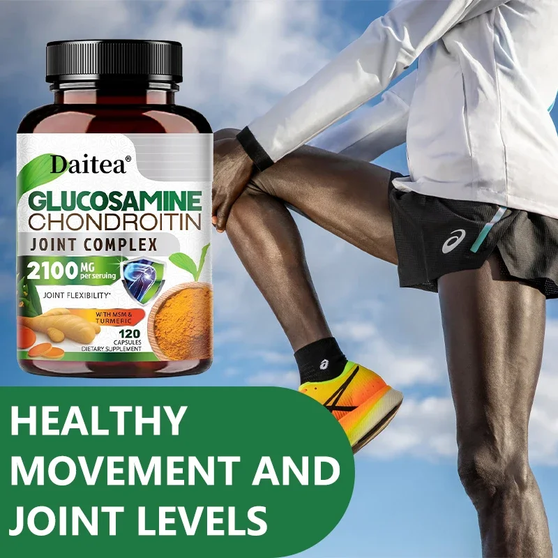 Glucosamine & Chondroitin Turmeric Supplement, Triple Strength Standardized 2100 Mg with Bromelain - for Joint Support & Comfort