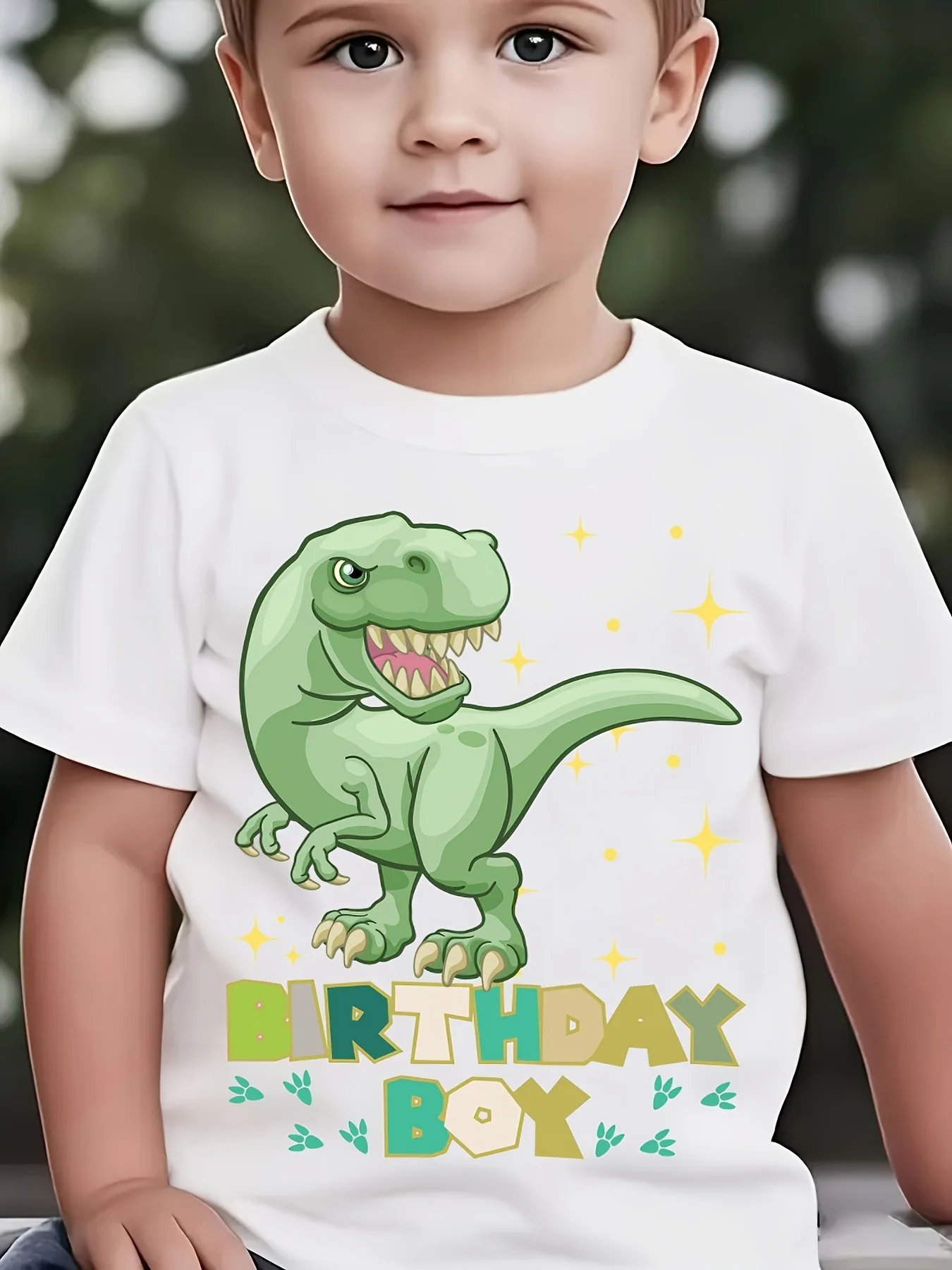 Kids Boys Girls Family Matching T Shirt Birthday Boy Dinosaur Cartoon Print Short Sleeve Tee Casual Parent Child Daily Tops