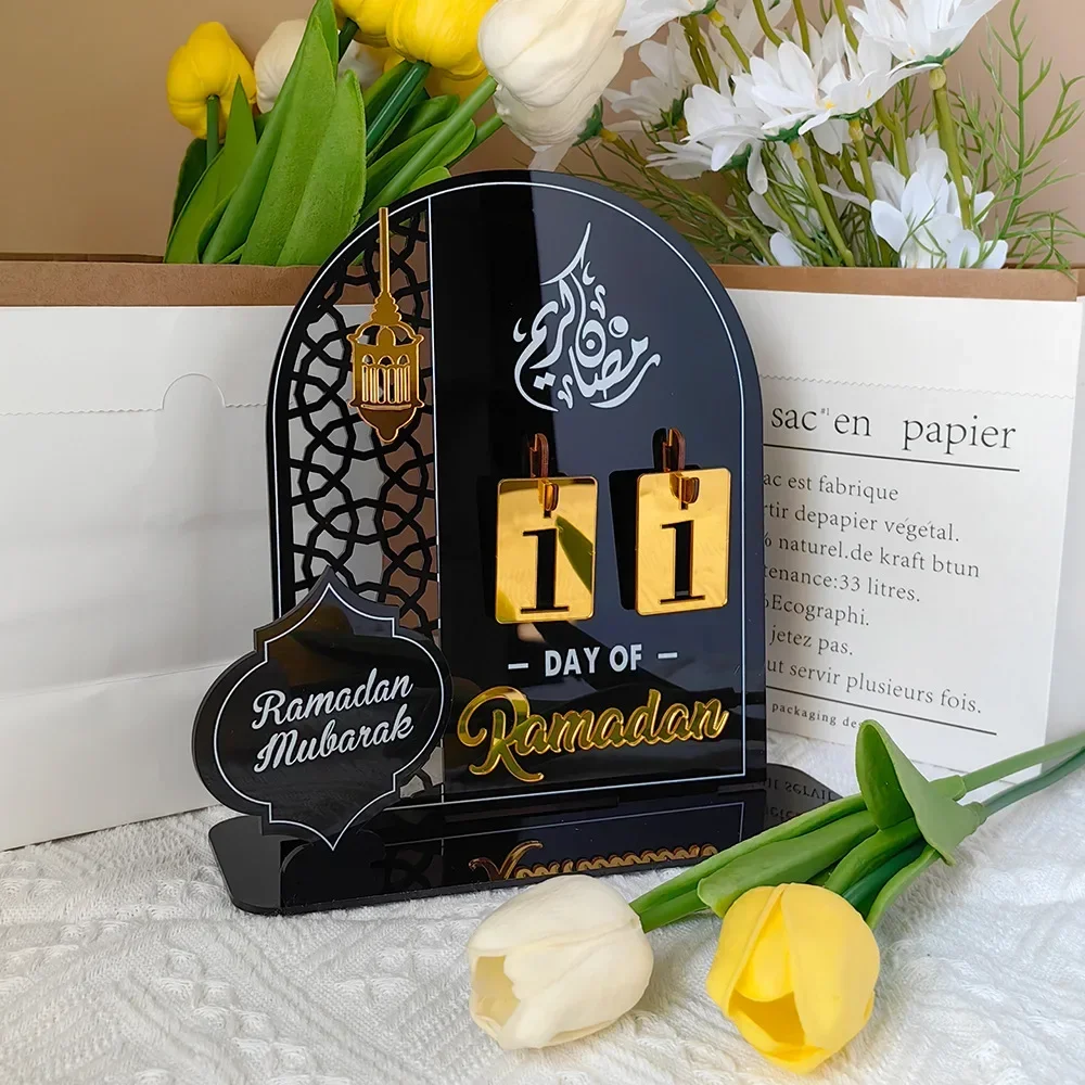 

Acrylic Ramadan Countdown Calendar Eid Mubarak Ornament Kareem Ramadan Decoration for Home Islamic Muslim Party Decor