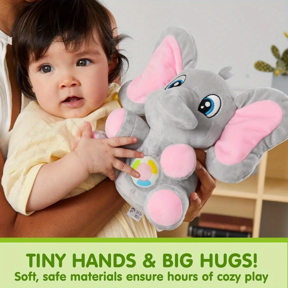 ตุ๊กตาช้างดนตรี JOYFY ของเล่นเด็ก ตุ๊กตาสัตว์นุ่มมีเสียงเพลงและแสงไฟ สำหรับเด็กทารก ของขวัญวันคริสต์มาสและวันเกิด