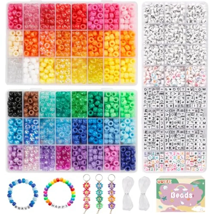 

Quality Assurance 48 Colors Bracelet Making Kit Pony Beads 4000pcs Kandi Beads for Friendship Bracelet Making Kit 2400 Plastic