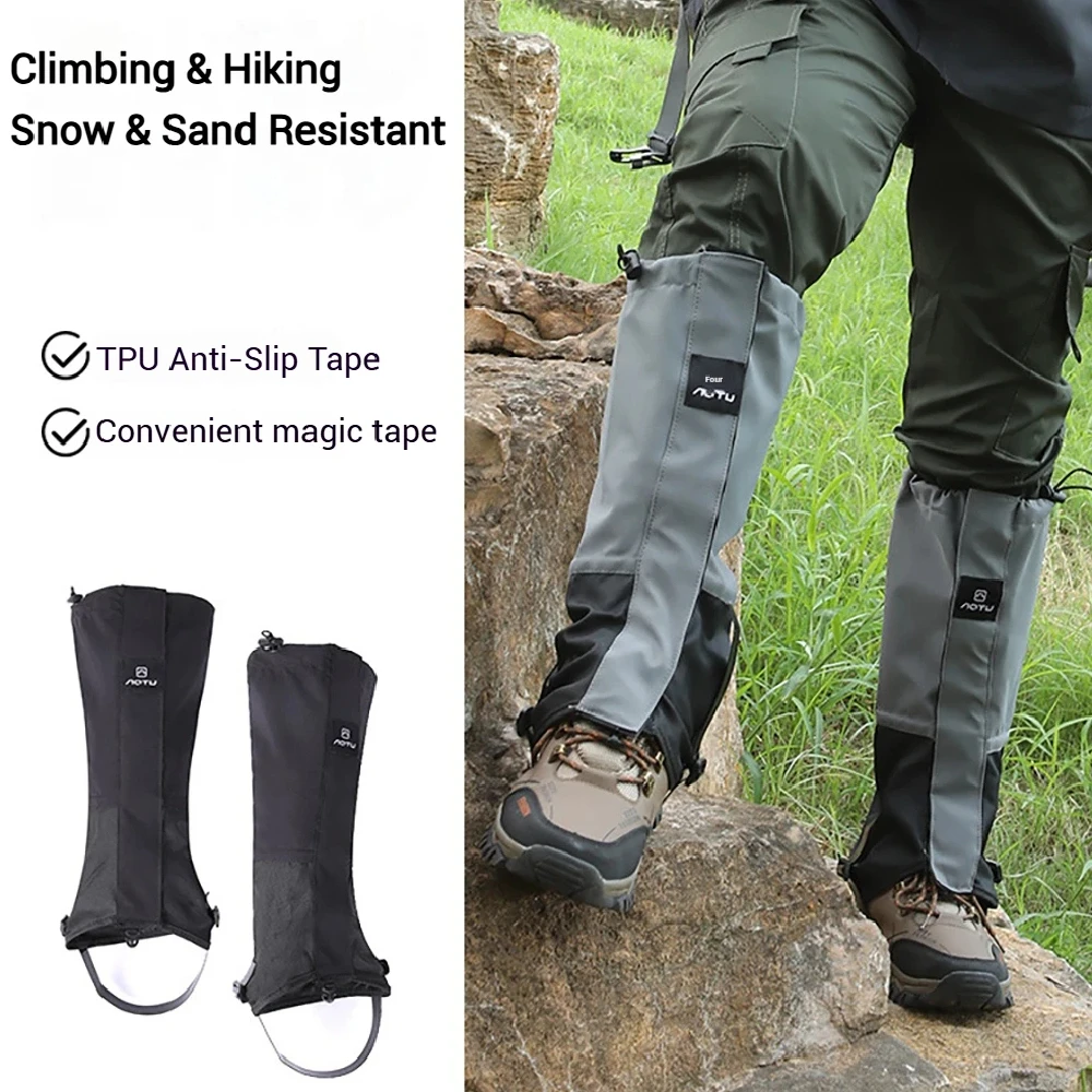 

Unisex Hiking Leg Gaiter Waterproof Breathable Anti-Sand Snow Shoe Cover TPU Bottom Strap for Winter Climbing Camping Travel