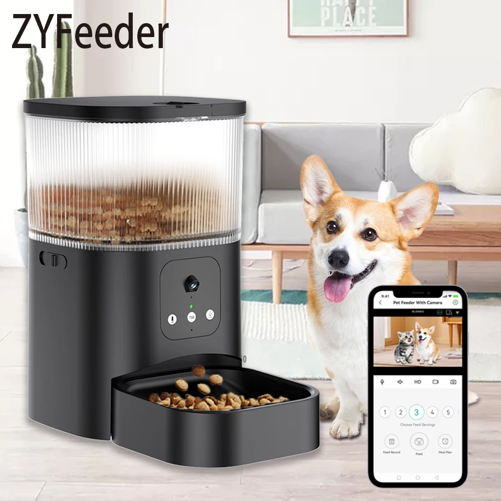 

Automatic Pet Feeder Cat Smart Feeding Machine Dog Food Dispenser with WiFi Camera Button Voice Timing Quantitative Slow Foodr