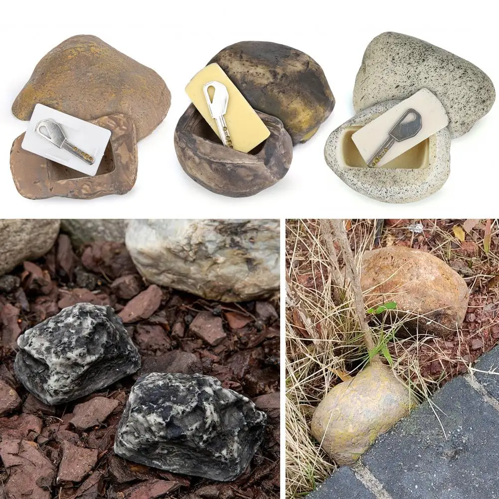 Easy-to-use Key Hider Durable Key Hider Outdoor Garden Stone Key Hider Box Resin Statue Decoration Secret Holder for House