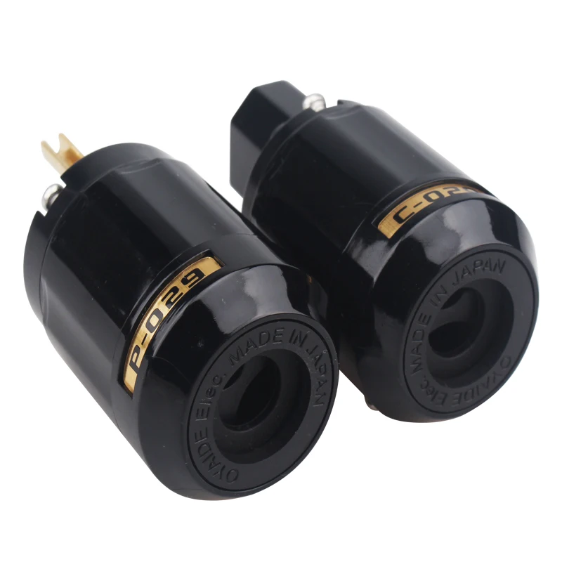 24K Gold Plated Copper US Power Plug P079 C029 IEC Connector for DIY HiFi Audio Amplifier Power Cable