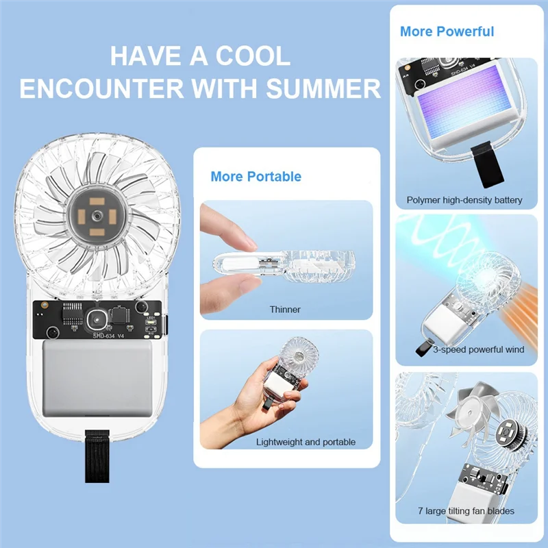 AA87 Handheld Mini Fan Adjustable Speed Pocket Air Cooler Fan 1200Mah Outdoor Portable Fan Foroutdoor Travel Camping Color:Purpl