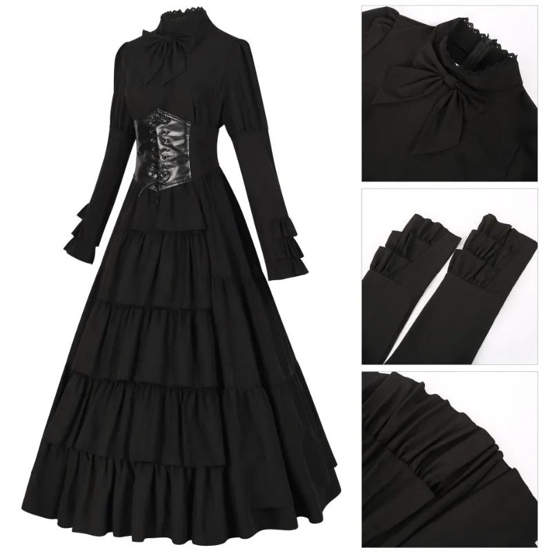 Medieval Gothic Women Clothing Victorian Court Dress Renaissance Irish Ball Gown Halloween Cosplay Costume Performance Costumes