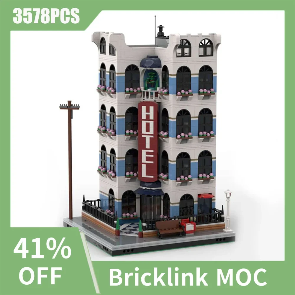 

NEW 3578PCS City Hot Selling Street View Moc Modular Corner Hotel Building DIY creative ideas Children Toy birthday Gift Blocks
