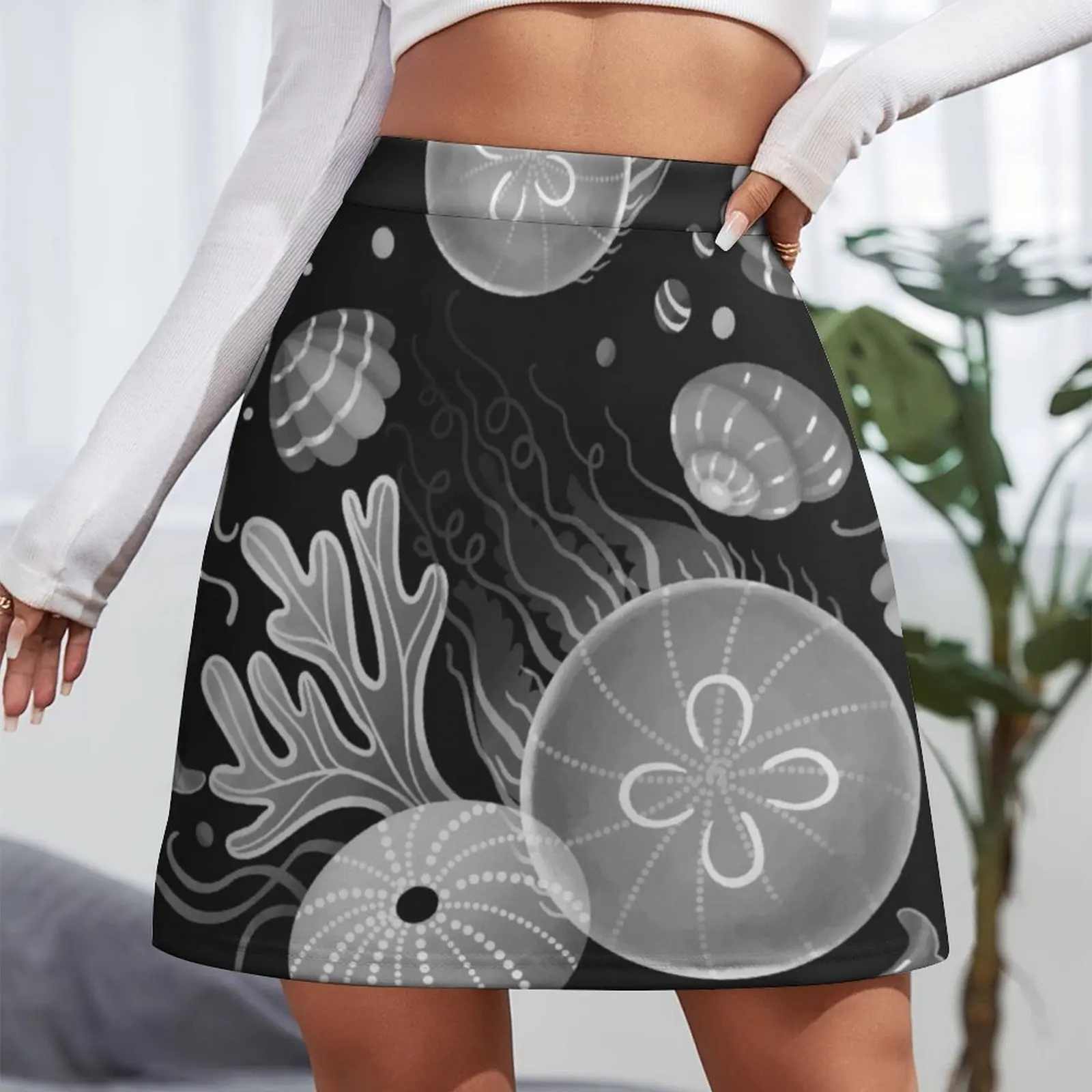 Ocean life - black and white Mini Skirt mini luxury designer clothing women girls skirts