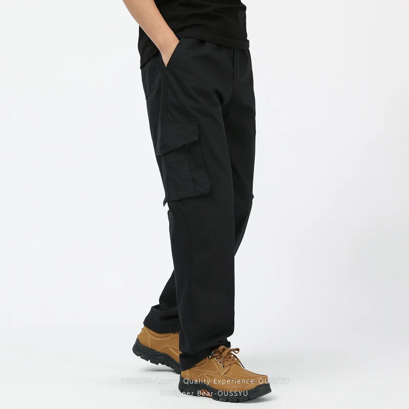 Spring Autumn Cotton Cargo Pants Men Baggy Straight Dad Style Casual Outdoor Wear Multi-pocket Work Trousers Plus Size M-5XL - view 5