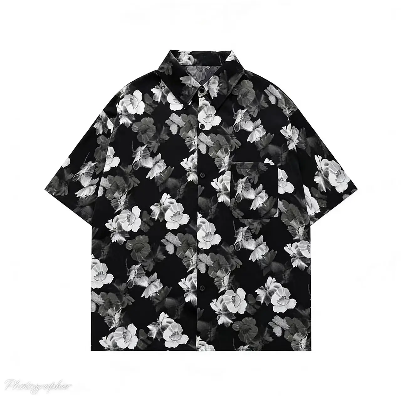New summer floral print casual shirt, short sleeved, loose fit, beach vacation, couple style, young and fashionable