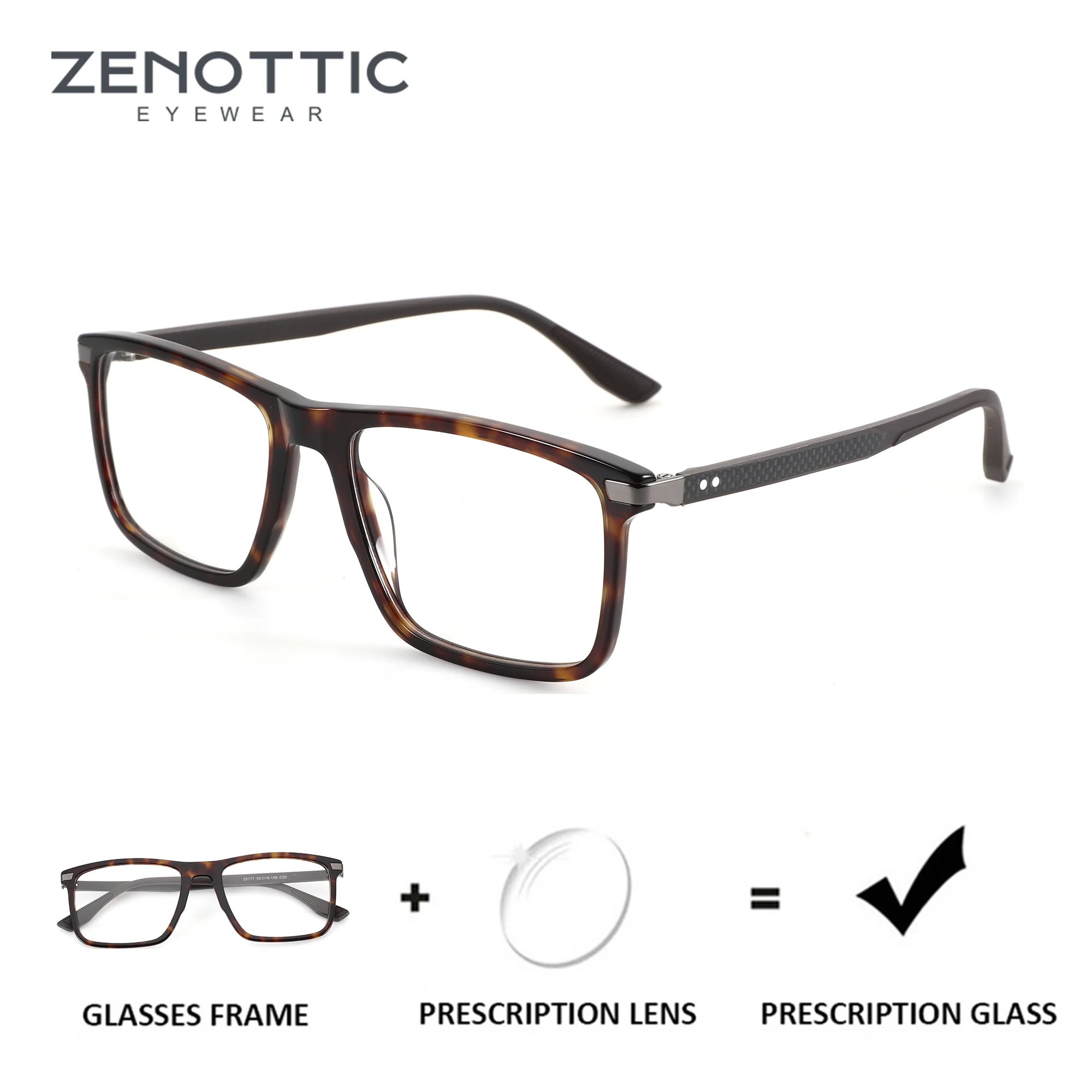 

Очки ZENOTTIC (размер M) квадратной формы из ацетата для мужчин, синие, с прогрессивными линзами, оптические очки для коррекции близорукости