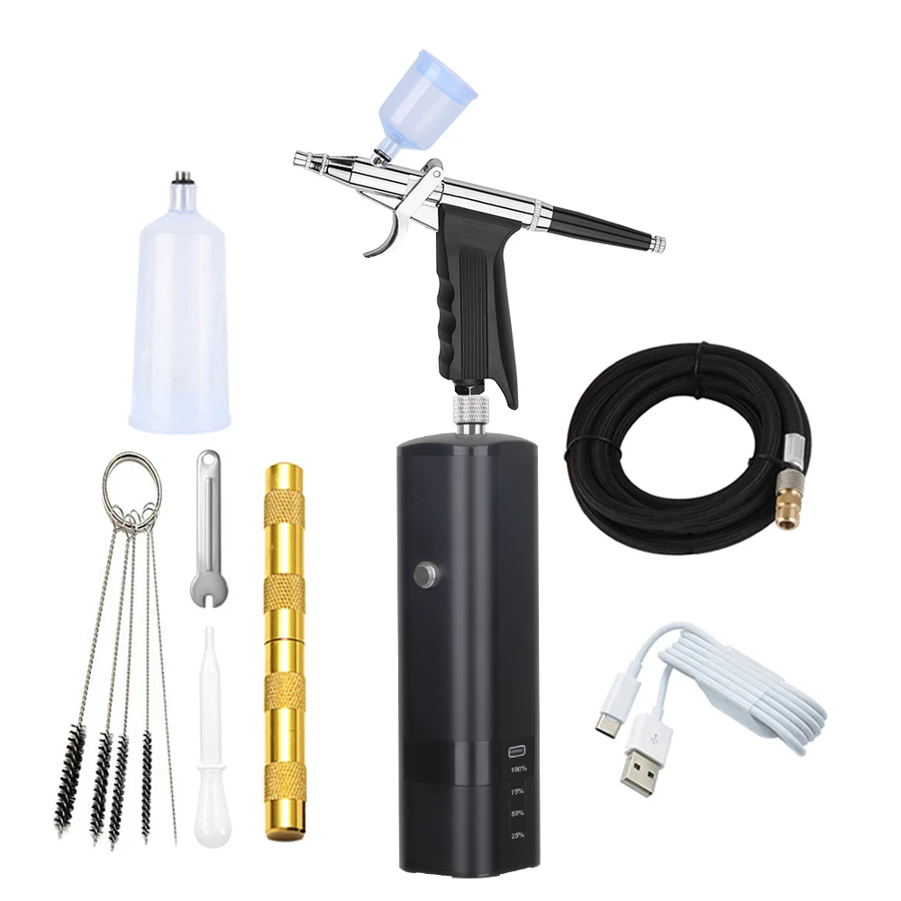 

High Quality Cordless Mini Airbrush With Compressor Trigger Gun Cleaning Kit Foundation Makeup Oxygen Infusion Apparatus