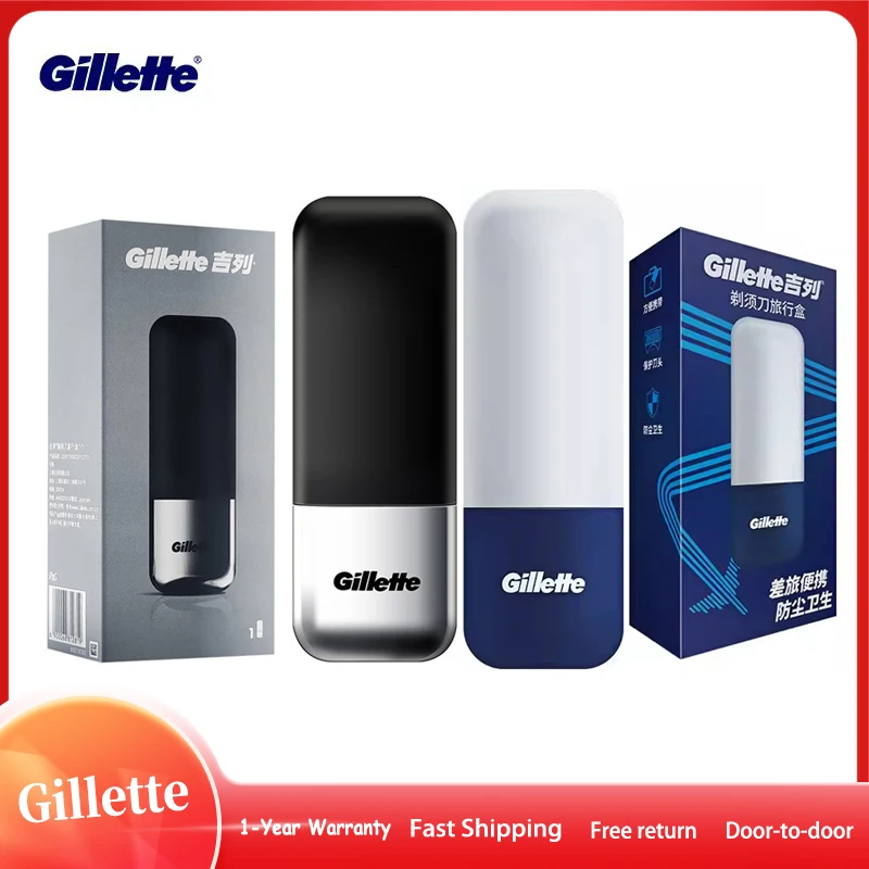 Gillette Scheermeshoes Zilver Zwart Magnetische Reisdoos Geschikt Voor T-Vormige Handmatige Scheerapparaat Gillette Fusion Mach Vector Serie