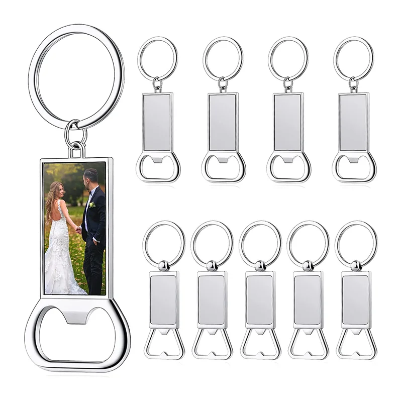 10Pcs Sublimation Keychain Blanks - Sublimation Keychain Case or Metal Sublimation Bottle Opener for Heat Transfer,Set A