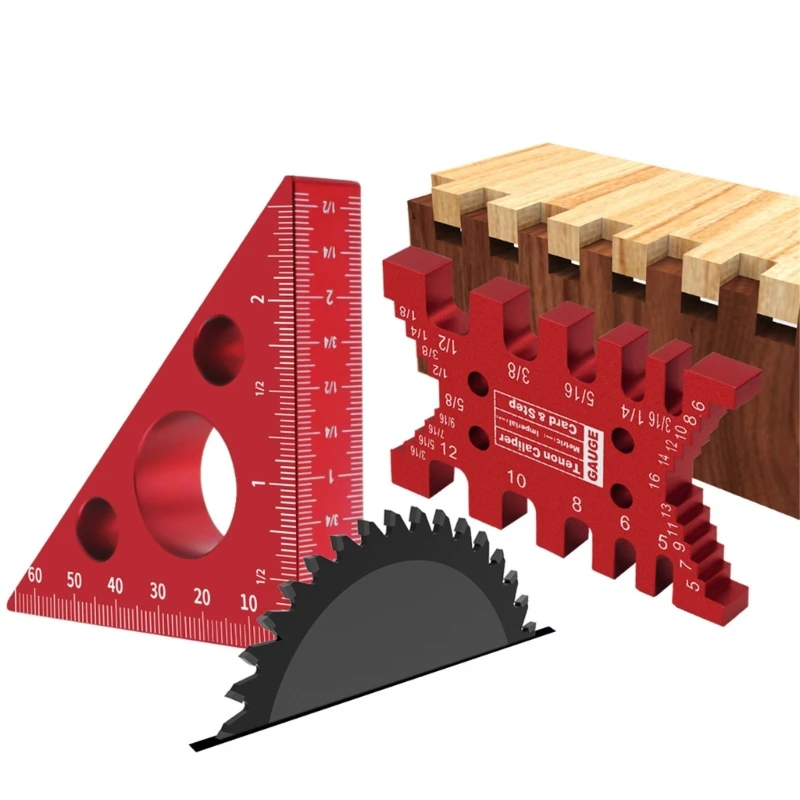 Woodworking Tools Card Gauge Dovetail Jig Tenon Caliper with  Ruler Carpentry Square Inch Metric Measuring Tool