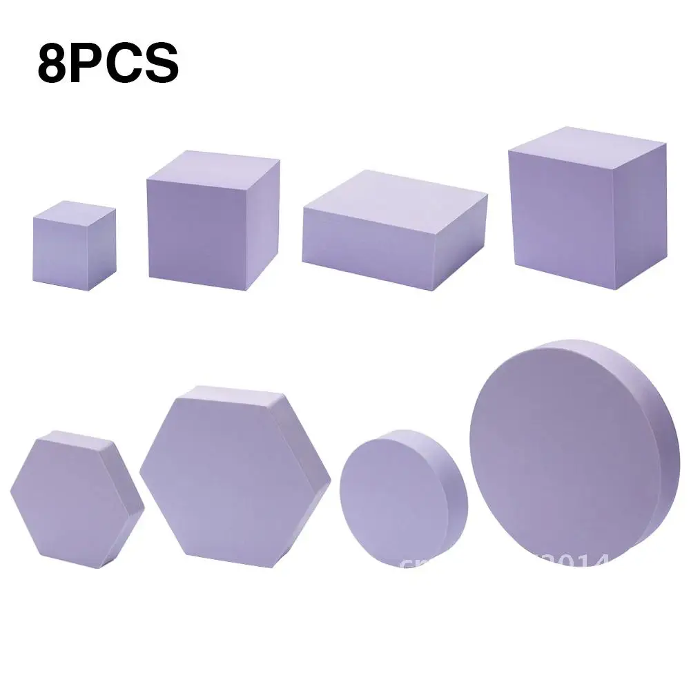 

8pcs Studio Shooting Props Geometric Cube Cosmetics For Lipstick Craft Photography Background Hard Foam Shapes Makeup Tools