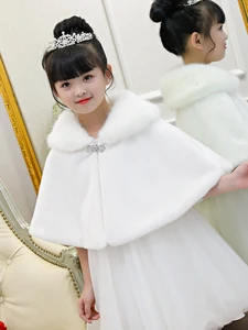 Горячее зимнее короткое пальто для девочек, свадебное искусственное меховое Болеро для девочек, Женская тёплая накидка, Детские шали, изготовленные на заказ