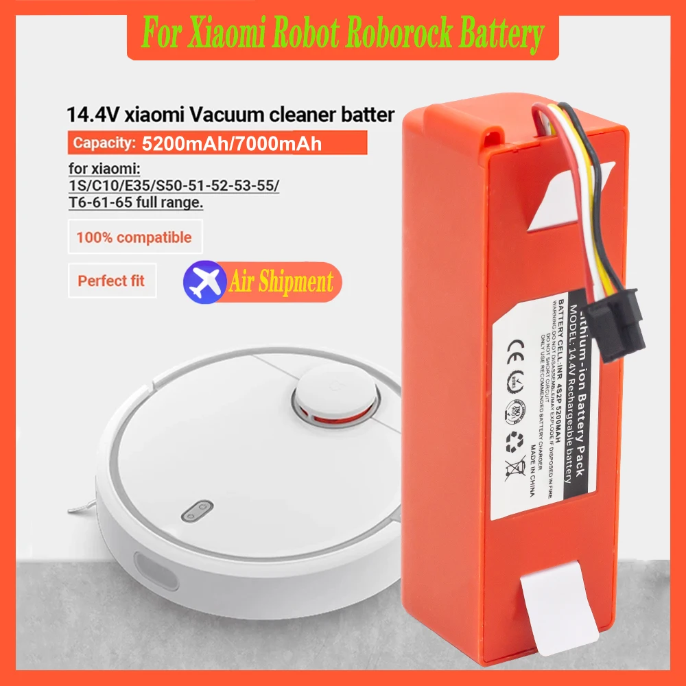 Newest 7000mAh 14.4V Li-ion Battery For XIAOMI ROBOROCK Vacuum Cleaner S50 S51 T4 T6 Mi Robot VacuumCleaner Accessories