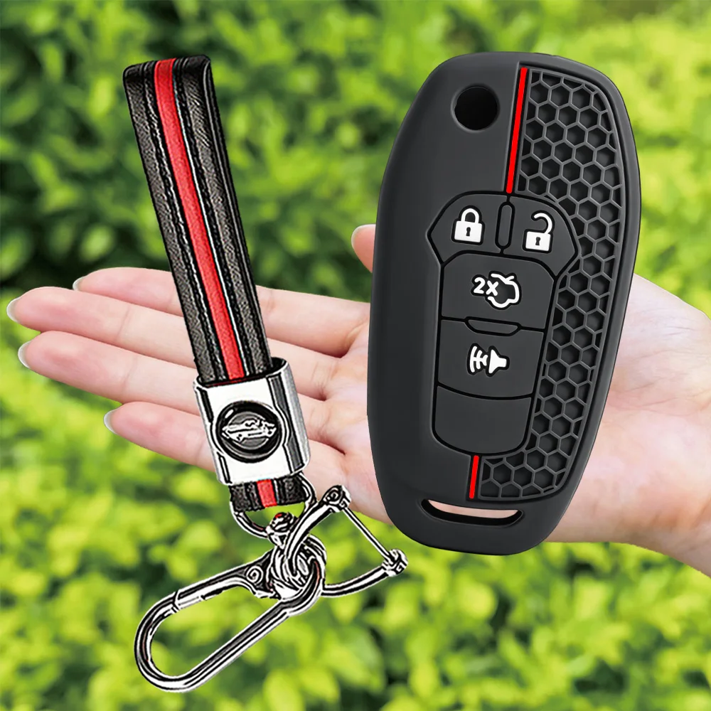 Keychain Silicone Key Case Cover Holder for Ford Fusion Ka GM 2014 2015 2016 2018 2020 Flip Folding Car Key Cover Keychain Fob