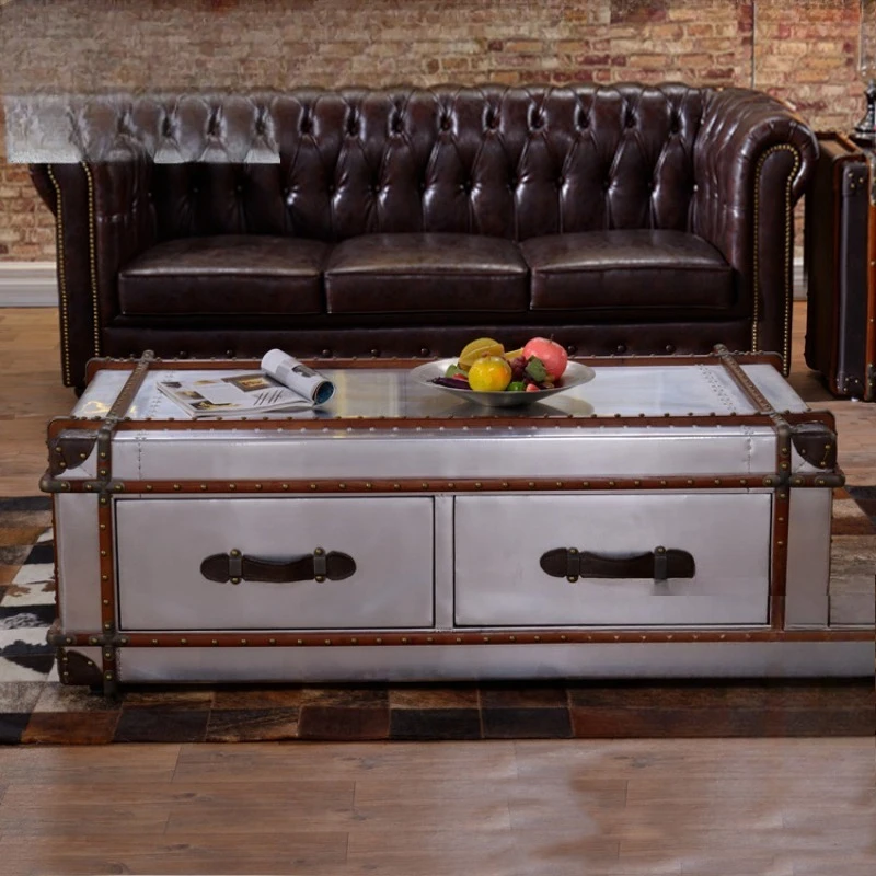 Rivet industrial style coffee table hotel cafe bar old coffee table