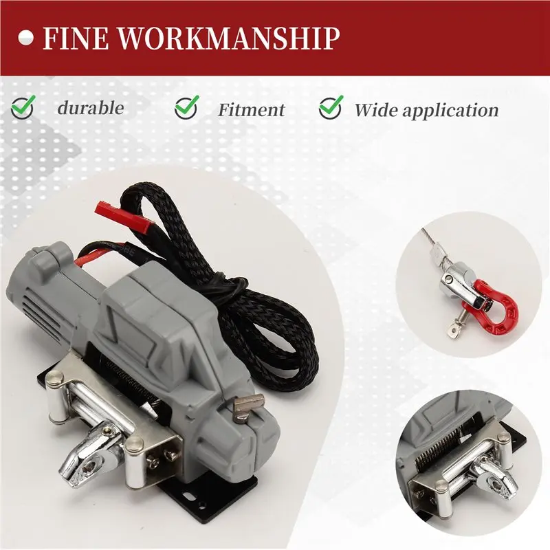 B05C-1/10 Car Model New Climbing Car Rescue Metal Winch With Multifunction Remote Control For 1/10 RC Crawler Titanium Color