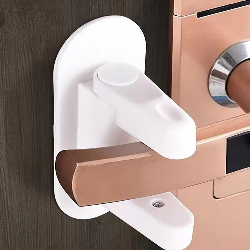 No Drilling Door Handle Safety Lock Adhesive Childproof Door Lever Lock Prevent Kids Opening Doors Home Safety Accessory