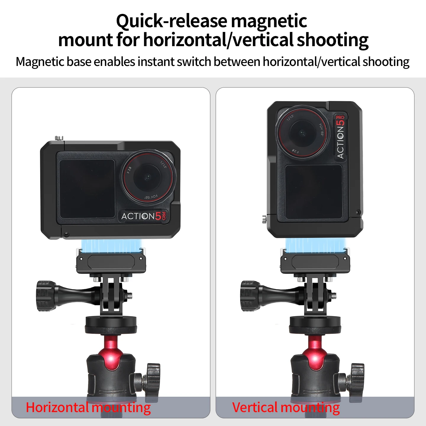 قفص معدني سريع الإصدار لـ DJI OSMO ACTION 5/4/3 إطار حماية مع ميكروفون للحذاء البارد ملء دعامة إضاءة توسيع جبل #4