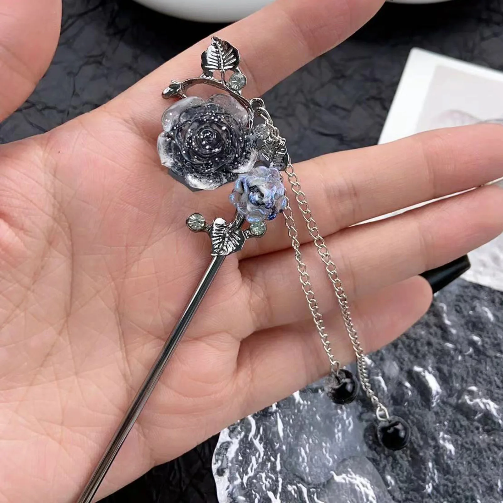 Винтажная заколка для волос в китайском стиле, элегантная заколка для волос с чернилами и камелией для женщин и девочек, весенняя атмосфера, аксессуары для волос, подарки для девочек