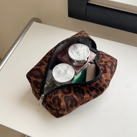 Fashion Ins Cosmetic Bag Portable Out Large Storage Bag Female Leopard Brush Wash Bag Cute Handbag for Girl Gift