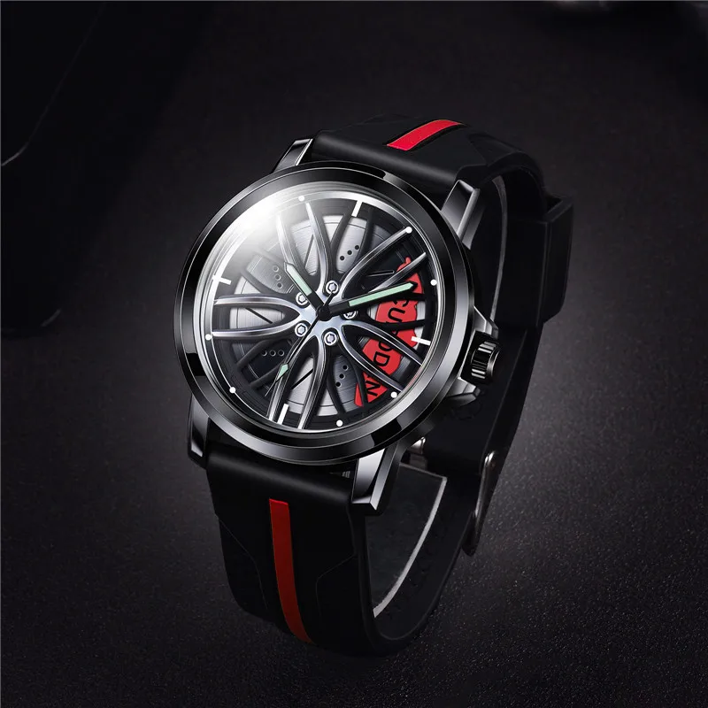 New Watches Men Fashion Sports Creative Car Wheel Rim Design Hip Hop Quartz Watch Man Male Clock Relogio Masculino Drop Shipping