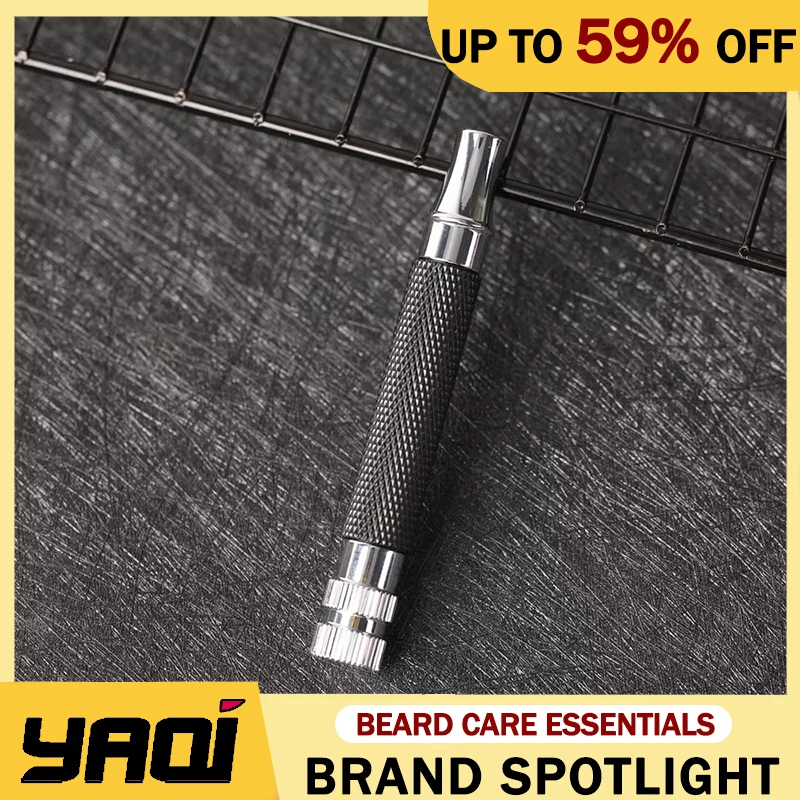 

Yaqi 91mm Length Safety Razor Handle Comfortable Grip For Safety Stable Shaving Black And Durability Chrome Color Brass Handle