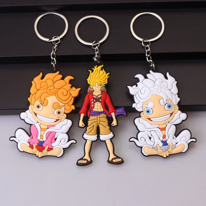 MINISO New Anime One Piece Keychain Chopper Luffy Zoro Character Boy Kids Bag Key Ring Christmas Gifts Car Keychain Accessories