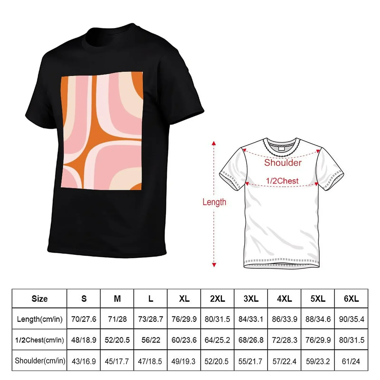 Retro Groove Pink and Orange Minimalist Abstract T-Shirt tops graphic t shirts mens designer clothes