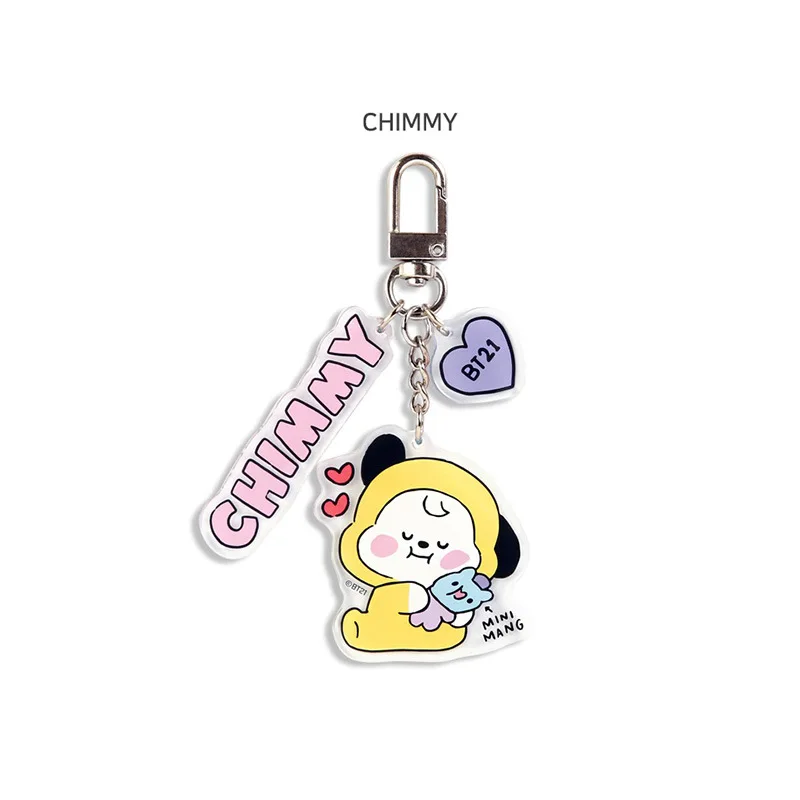 Kawaii BT21 Acrylic Keychain 2D Backpack Pendant with Double-sided Pattern Pendant CHIMMY COOKY KOYA TATA Anime Gift Toys view 4