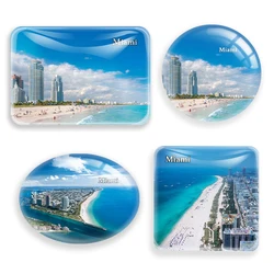 USA Travel Florida Miami Beach Fridge Magnet Souvenir House Decoration glass Refrigerator Magnetic Tourist Gift