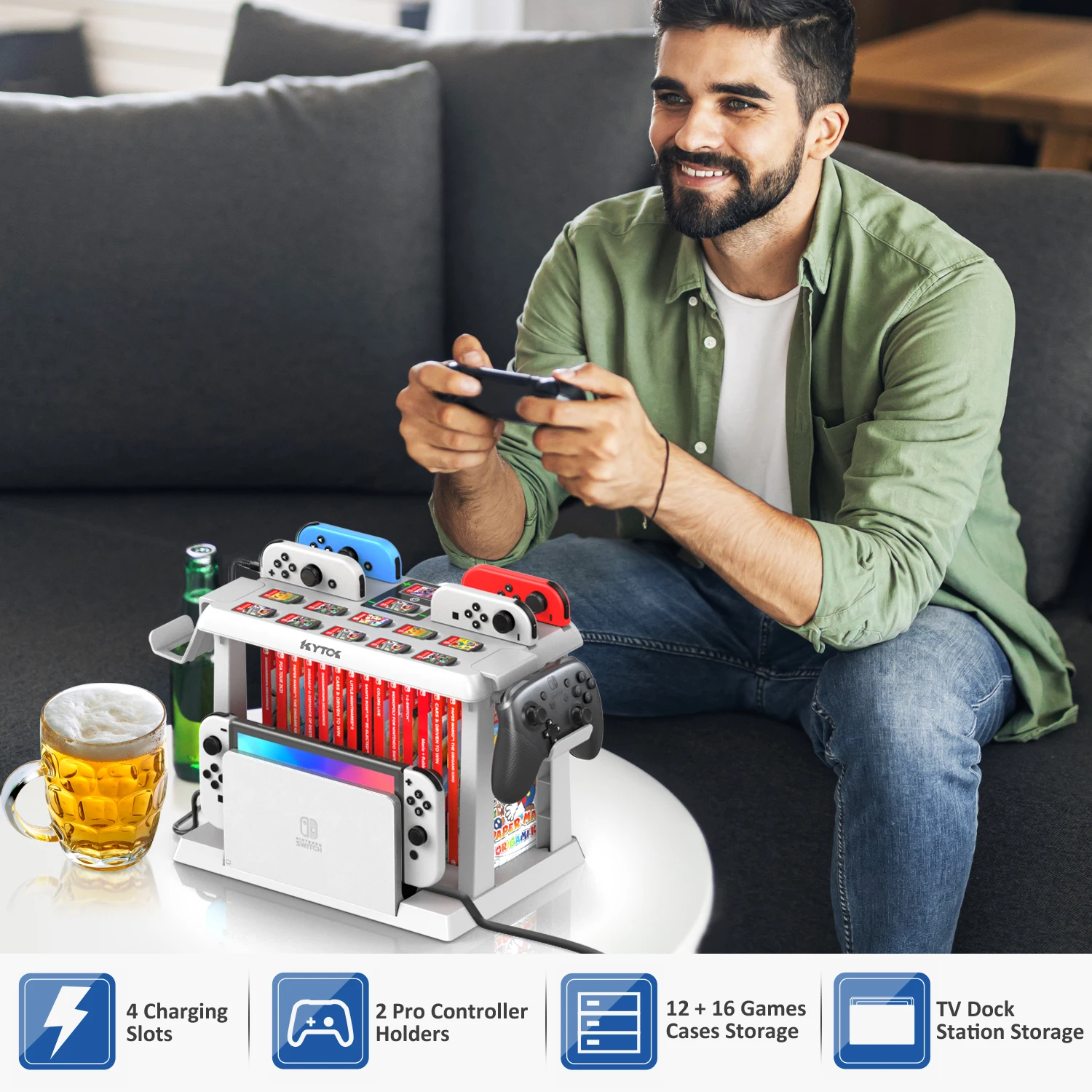 Oivo-Nintendo Switch用の収納タワー,Nintendo Switch用のコントローラー,Nintendo Switch用のコントローラー,充電ドック