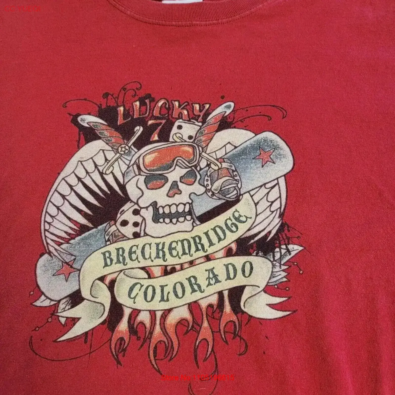 

Breckenridge Colorado The Duck Company T Shirt Men's Sz XL Snowboard Skull Lucky vintage Washed fashion Versatile graphic Soft