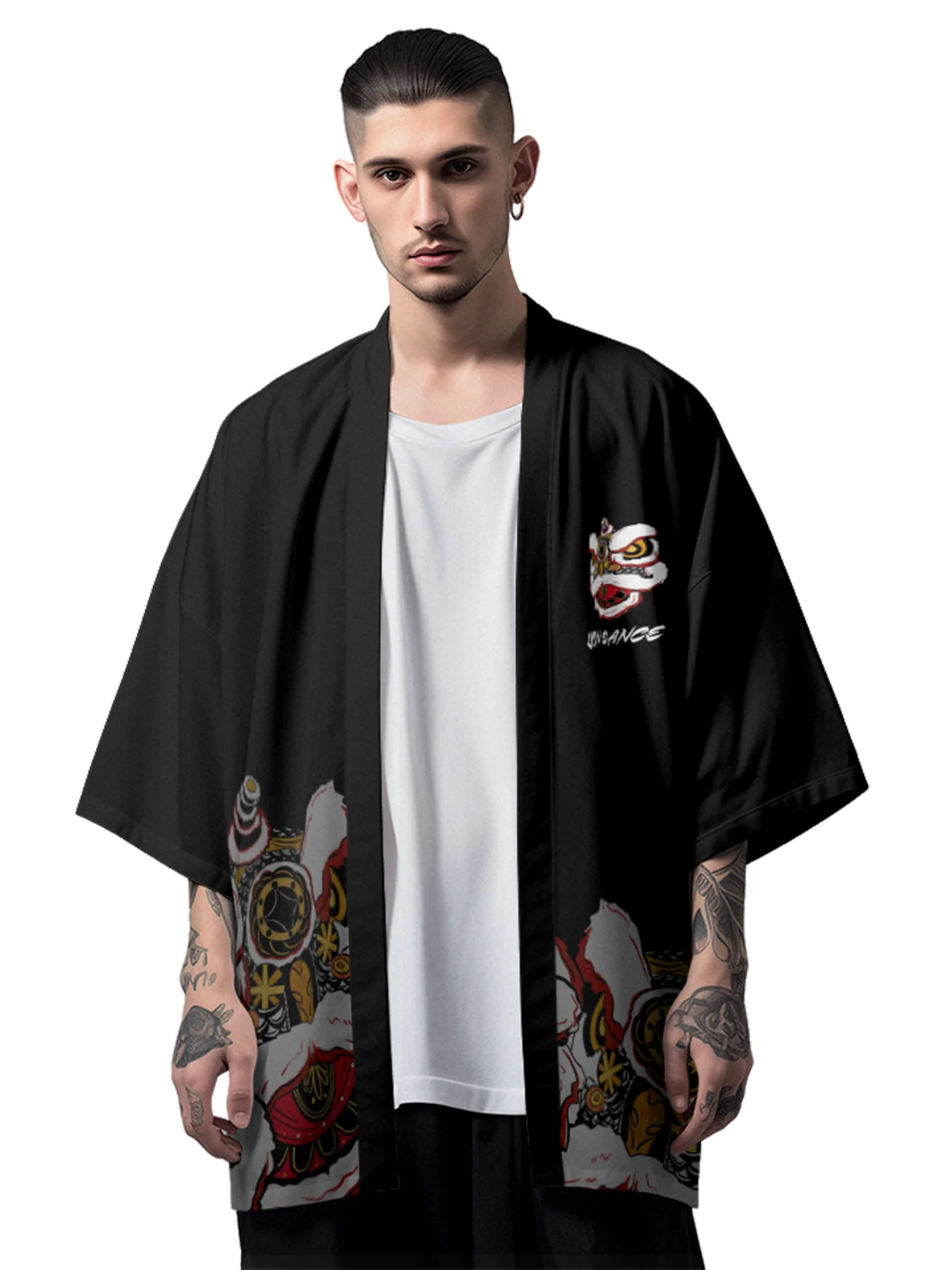 Summer Hawaiian Shirt Men Kimono Cosplay Lion Kimono Streetwear Cardigan Beach Bathrobes Haori Popular Yukata Japanese Clothes